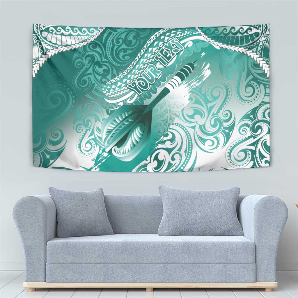 Personalised New Zealand Aotearoa Darts Masters Tapestry Maori Art Tattoo with Tribal Dart Symbol Teal Color LT03 - Polynesian Pride