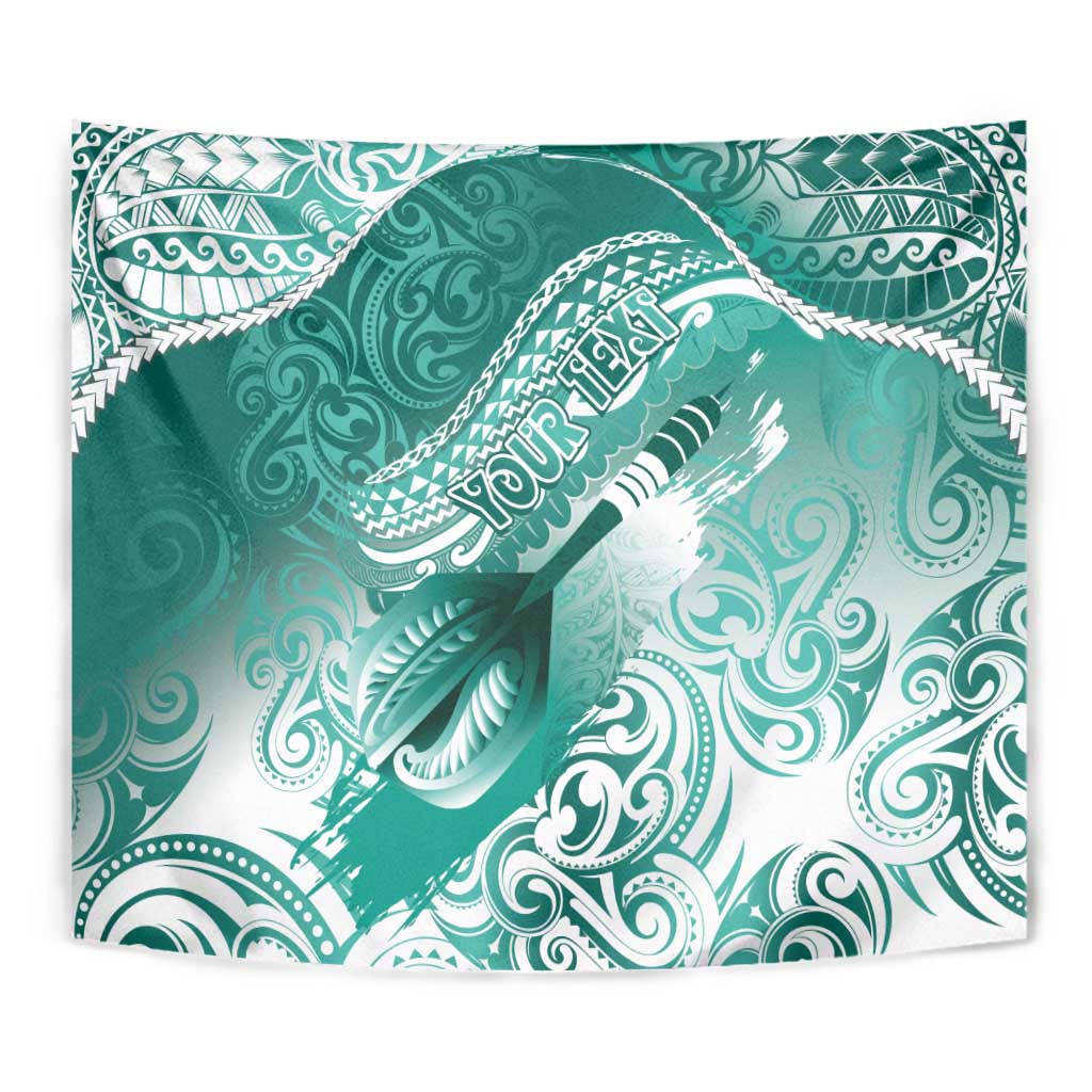 Personalised New Zealand Aotearoa Darts Masters Tapestry Maori Art Tattoo with Tribal Dart Symbol Teal Color LT03 - Polynesian Pride