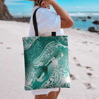Personalised New Zealand Aotearoa Darts Masters Tote Bag Maori Art Tattoo with Tribal Dart Symbol Teal Color LT03 - Polynesian Pride