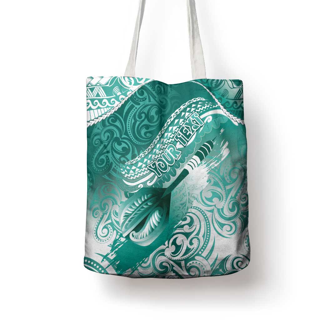 Personalised New Zealand Aotearoa Darts Masters Tote Bag Maori Art Tattoo with Tribal Dart Symbol Teal Color LT03 - Polynesian Pride