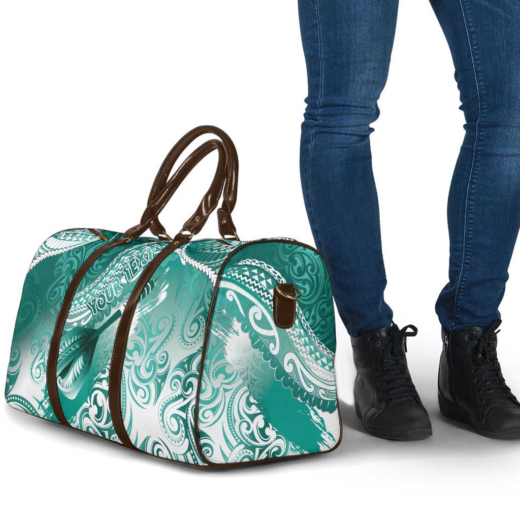 Personalised New Zealand Aotearoa Darts Masters Travel Bag Maori Art Tattoo with Tribal Dart Symbol Teal Color LT03 - Polynesian Pride