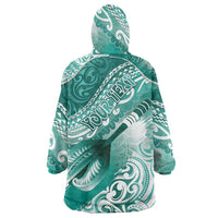 Personalised New Zealand Aotearoa Darts Masters Wearable Blanket Hoodie Maori Art Tattoo with Tribal Dart Symbol Teal Color LT03 - Polynesian Pride