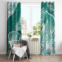 Personalised New Zealand Aotearoa Darts Masters Window Curtain Maori Art Tattoo with Tribal Dart Symbol Teal Color LT03 - Polynesian Pride