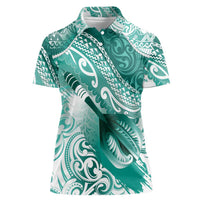 Personalised New Zealand Aotearoa Darts Masters Women Polo Shirt Maori Art Tattoo with Tribal Dart Symbol Teal Color LT03 Female Teal - Polynesian Pride
