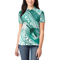 Personalised New Zealand Aotearoa Darts Masters Women Polo Shirt Maori Art Tattoo with Tribal Dart Symbol Teal Color LT03 - Polynesian Pride