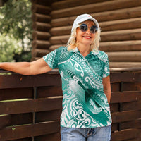 Personalised New Zealand Aotearoa Darts Masters Women Polo Shirt Maori Art Tattoo with Tribal Dart Symbol Teal Color LT03 - Polynesian Pride