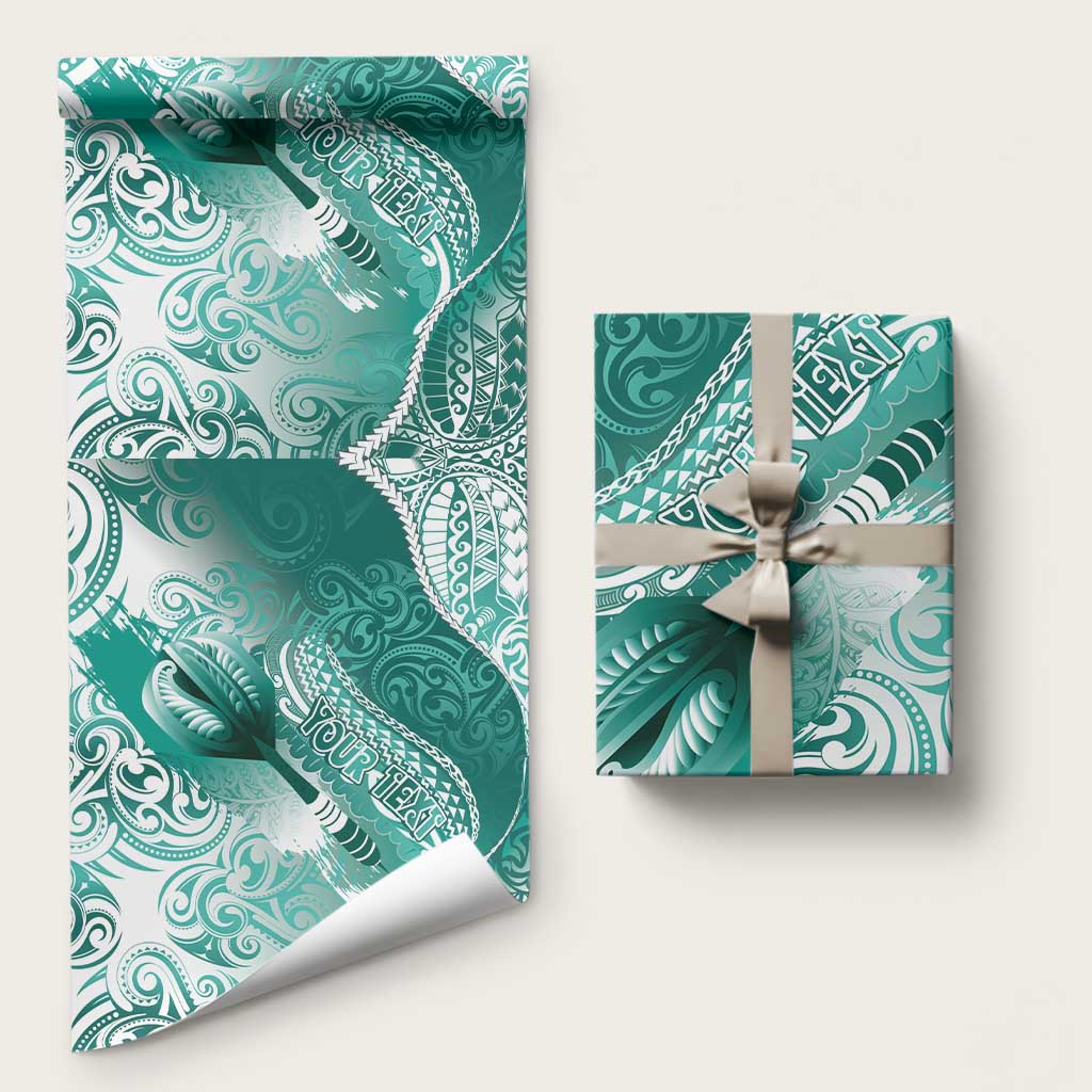 Personalised New Zealand Aotearoa Darts Masters Wrapping Paper Maori Art Tattoo with Tribal Dart Symbol Teal Color LT03 58" × 23" Teal - Polynesian Pride