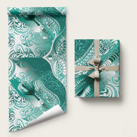Personalised New Zealand Aotearoa Darts Masters Wrapping Paper Maori Art Tattoo with Tribal Dart Symbol Teal Color LT03 58" × 23" Teal - Polynesian Pride