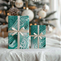 Personalised New Zealand Aotearoa Darts Masters Wrapping Paper Maori Art Tattoo with Tribal Dart Symbol Teal Color LT03 - Polynesian Pride