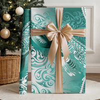Personalised New Zealand Aotearoa Darts Masters Wrapping Paper Maori Art Tattoo with Tribal Dart Symbol Teal Color LT03 - Polynesian Pride