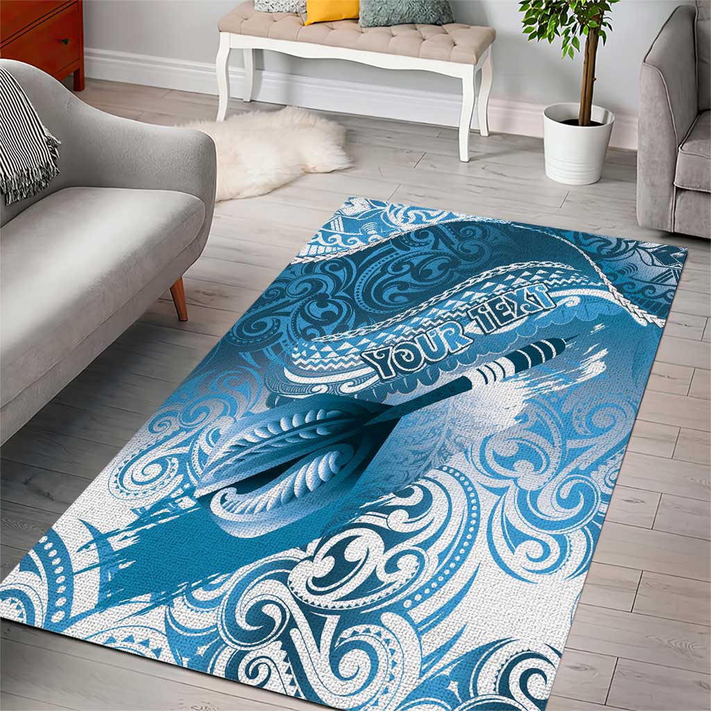 Personalised New Zealand Aotearoa Darts Masters Area Rug Maori Art Tattoo with Tribal Dart Symbol Blue LT03 - Polynesian Pride