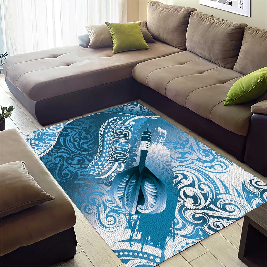 Personalised New Zealand Aotearoa Darts Masters Area Rug Maori Art Tattoo with Tribal Dart Symbol Blue LT03 - Polynesian Pride