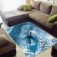 Personalised New Zealand Aotearoa Darts Masters Area Rug Maori Art Tattoo with Tribal Dart Symbol Blue LT03 - Polynesian Pride