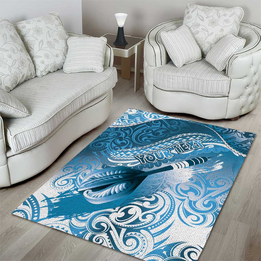 Personalised New Zealand Aotearoa Darts Masters Area Rug Maori Art Tattoo with Tribal Dart Symbol Blue LT03 - Polynesian Pride