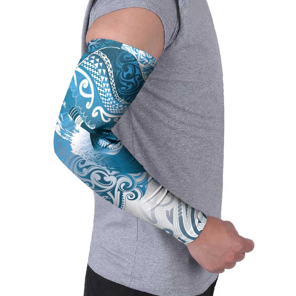 Personalised New Zealand Aotearoa Darts Masters Arm Sleeves Maori Art Tattoo with Tribal Dart Symbol Blue LT03 - Polynesian Pride