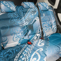 Personalised New Zealand Aotearoa Darts Masters Back Car Seat Cover Maori Art Tattoo with Tribal Dart Symbol Blue LT03 - Polynesian Pride