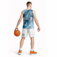 Personalised New Zealand Aotearoa Darts Masters Basketball Jersey Maori Art Tattoo with Tribal Dart Symbol Blue LT03 - Polynesian Pride