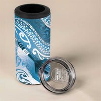 Personalised New Zealand Aotearoa Darts Masters 4 in 1 Can Cooler Tumbler Maori Art Tattoo with Tribal Dart Symbol Blue LT03 - Polynesian Pride