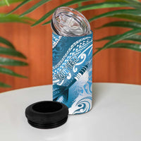 Personalised New Zealand Aotearoa Darts Masters 4 in 1 Can Cooler Tumbler Maori Art Tattoo with Tribal Dart Symbol Blue LT03 - Polynesian Pride