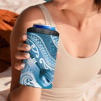 Personalised New Zealand Aotearoa Darts Masters 4 in 1 Can Cooler Tumbler Maori Art Tattoo with Tribal Dart Symbol Blue LT03 - Polynesian Pride