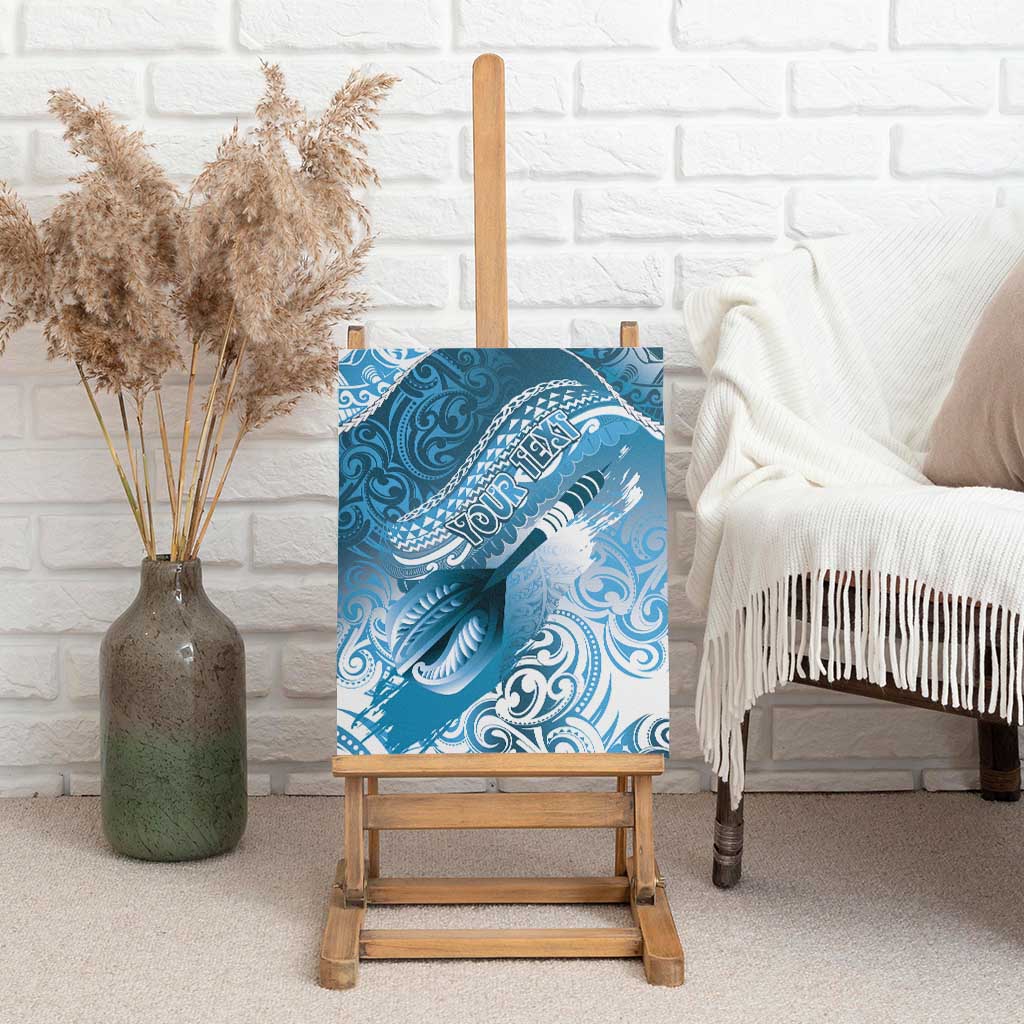 Personalised New Zealand Aotearoa Darts Masters Canvas Wall Art Maori Art Tattoo with Tribal Dart Symbol Blue - Polynesian Pride