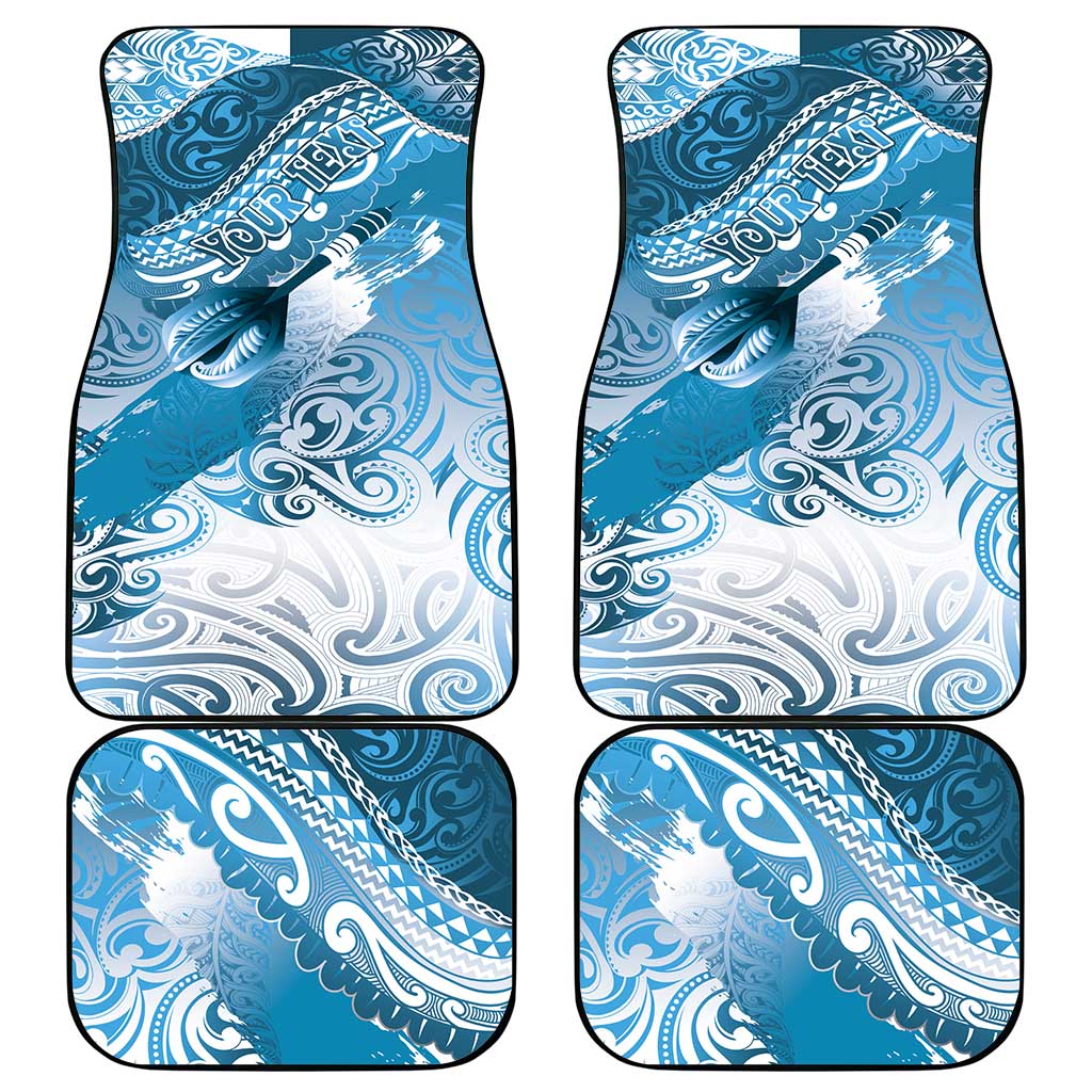 Personalised New Zealand Aotearoa Darts Masters Car Mats Maori Art Tattoo with Tribal Dart Symbol Blue LT03 - Polynesian Pride