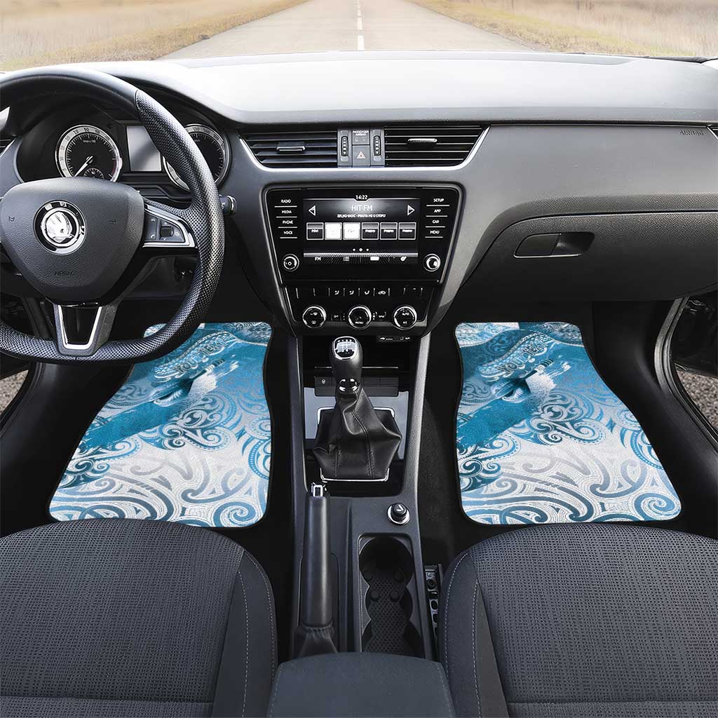 Personalised New Zealand Aotearoa Darts Masters Car Mats Maori Art Tattoo with Tribal Dart Symbol Blue LT03 Set 2pcs - Front Blue - Polynesian Pride