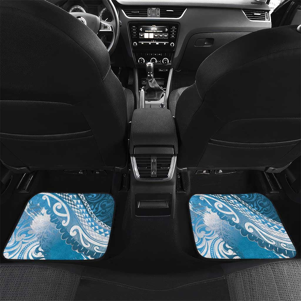 Personalised New Zealand Aotearoa Darts Masters Car Mats Maori Art Tattoo with Tribal Dart Symbol Blue LT03 Set 2pcs - Back Blue - Polynesian Pride