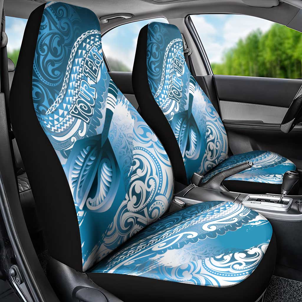 Personalised New Zealand Aotearoa Darts Masters Car Seat Cover Maori Art Tattoo with Tribal Dart Symbol Blue LT03 - Polynesian Pride