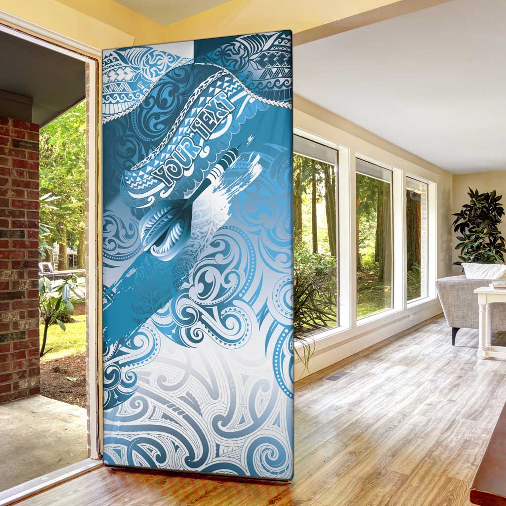 Personalised New Zealand Aotearoa Darts Masters Door Cover Maori Art Tattoo with Tribal Dart Symbol Blue LT03 - Polynesian Pride