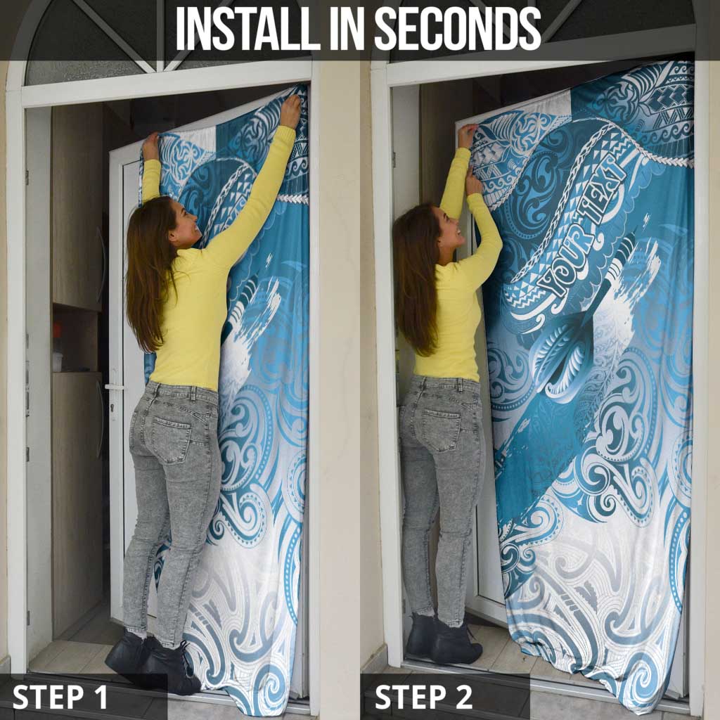 Personalised New Zealand Aotearoa Darts Masters Door Cover Maori Art Tattoo with Tribal Dart Symbol Blue LT03 - Polynesian Pride