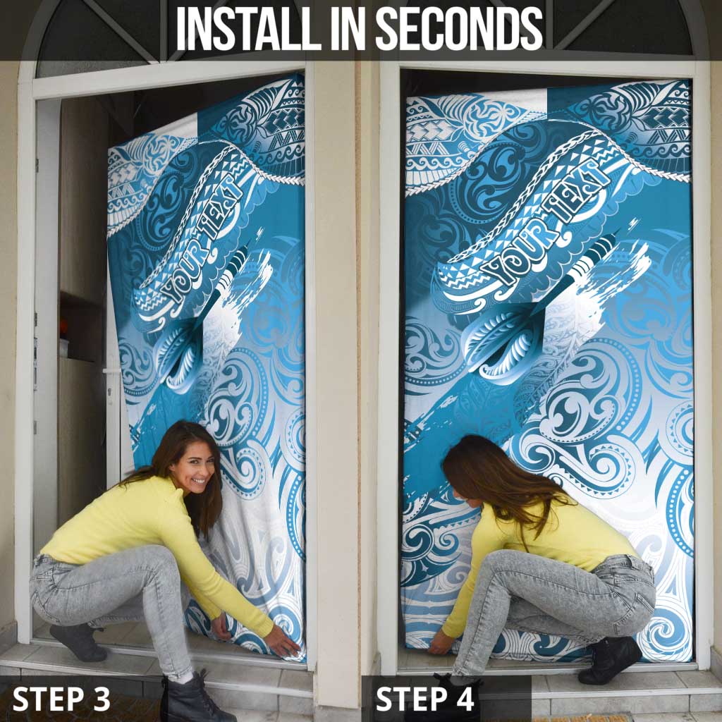 Personalised New Zealand Aotearoa Darts Masters Door Cover Maori Art Tattoo with Tribal Dart Symbol Blue LT03 - Polynesian Pride