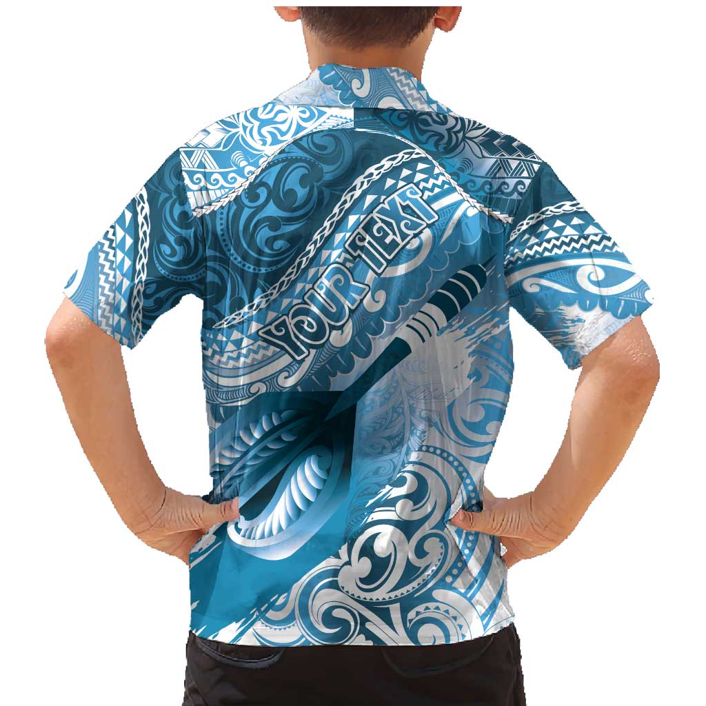 Personalised New Zealand Aotearoa Darts Masters Family Matching Mermaid Dress and Hawaiian Shirt Maori Art Tattoo with Tribal Dart Symbol Blue LT03 - Polynesian Pride
