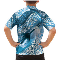 Personalised New Zealand Aotearoa Darts Masters Family Matching Mermaid Dress and Hawaiian Shirt Maori Art Tattoo with Tribal Dart Symbol Blue LT03 - Polynesian Pride