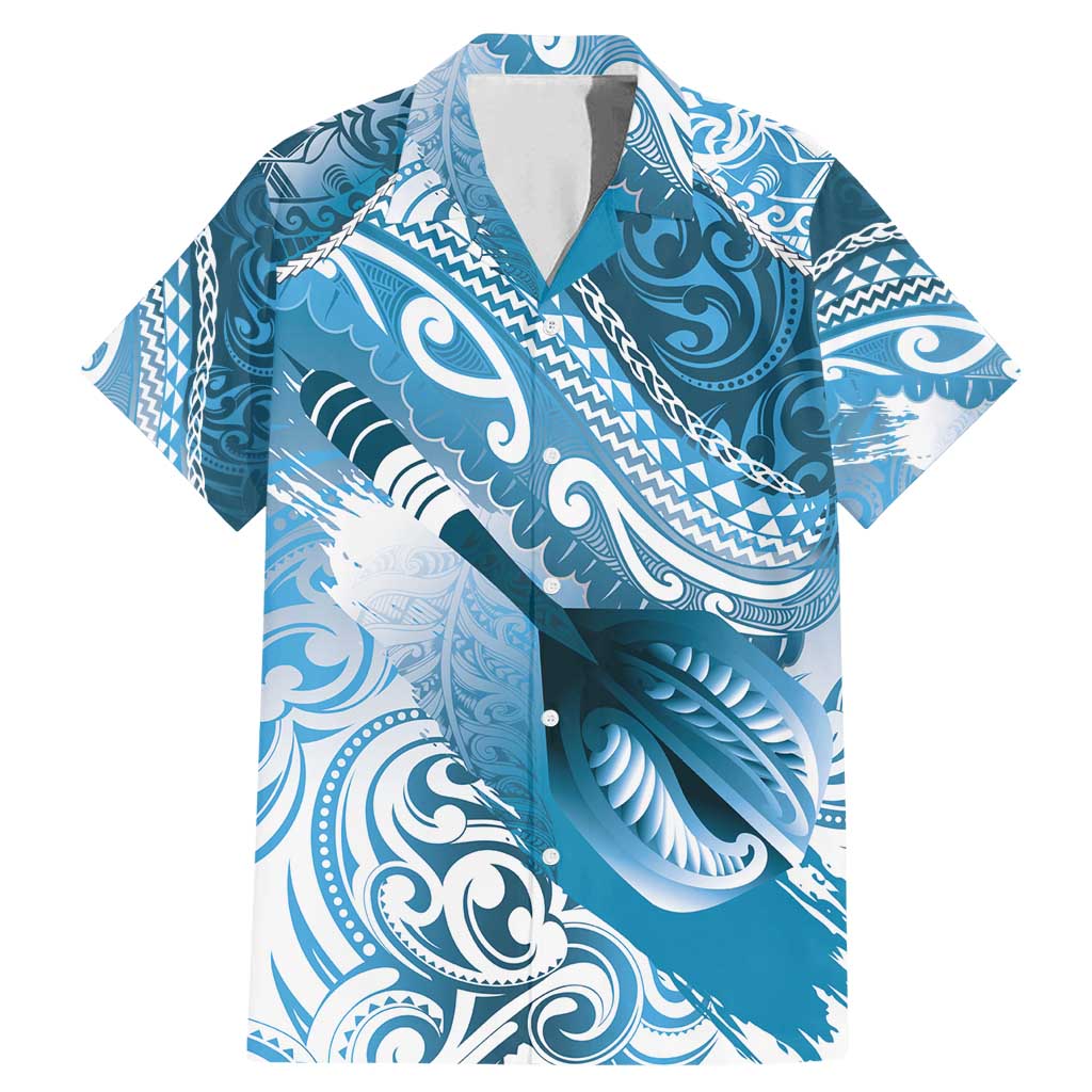 Personalised New Zealand Aotearoa Darts Masters Family Matching Mermaid Dress and Hawaiian Shirt Maori Art Tattoo with Tribal Dart Symbol Blue LT03 Dad's Shirt - Short Sleeve Blue - Polynesian Pride