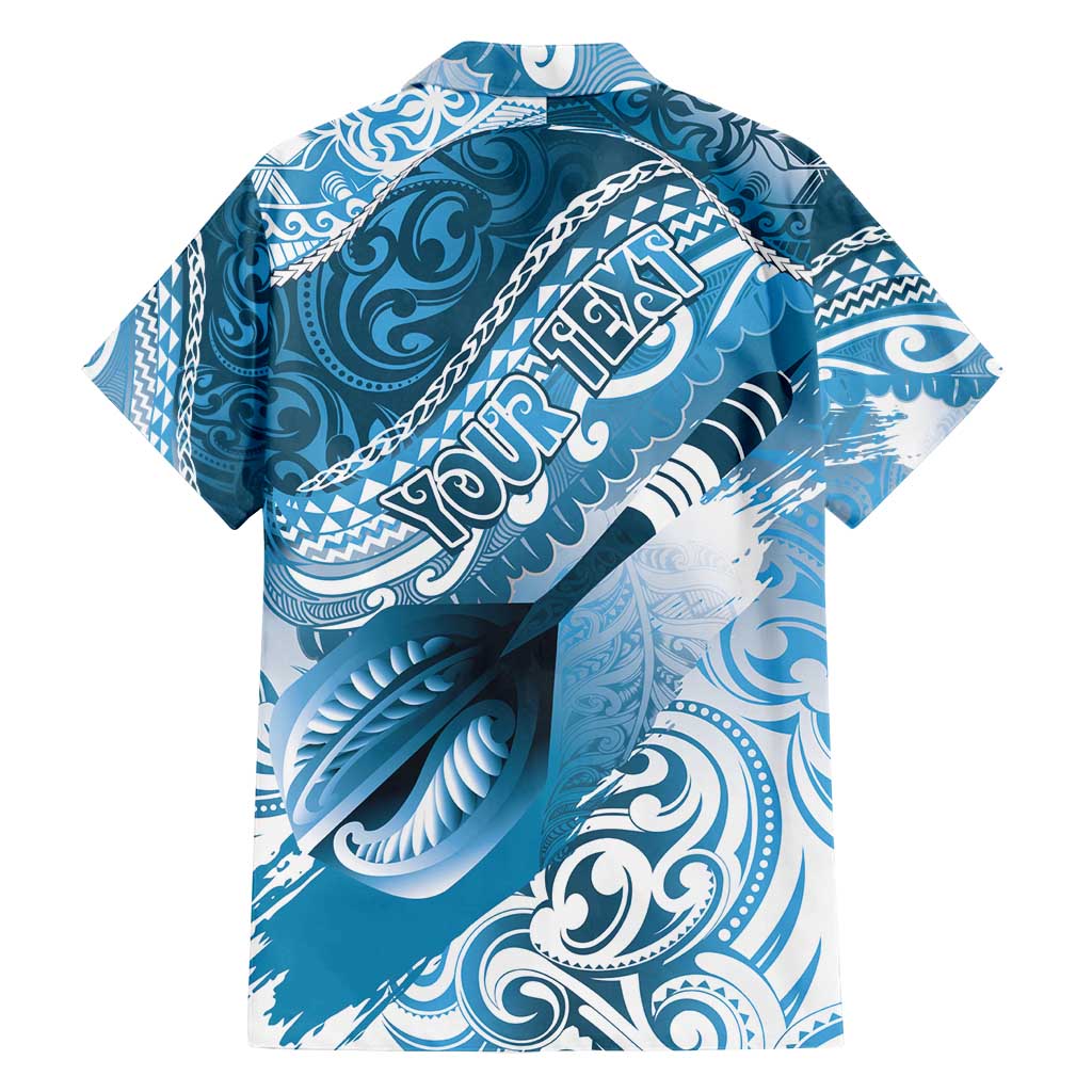 Personalised New Zealand Aotearoa Darts Masters Family Matching Off Shoulder Short Dress and Hawaiian Shirt Maori Art Tattoo with Tribal Dart Symbol Blue LT03 - Polynesian Pride