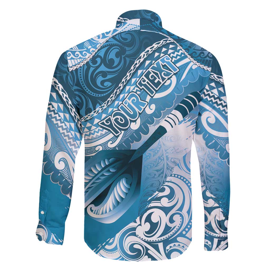 Personalised New Zealand Aotearoa Darts Masters Family Matching Off Shoulder Short Dress and Hawaiian Shirt Maori Art Tattoo with Tribal Dart Symbol Blue LT03 - Polynesian Pride