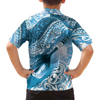 Personalised New Zealand Aotearoa Darts Masters Family Matching Puletasi and Hawaiian Shirt Maori Art Tattoo with Tribal Dart Symbol Blue LT03 - Polynesian Pride