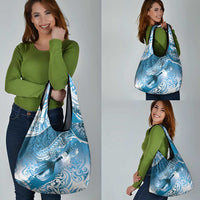 Personalised New Zealand Aotearoa Darts Masters Grocery Bag Maori Art Tattoo with Tribal Dart Symbol Blue LT03 - Polynesian Pride