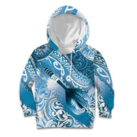 Personalised New Zealand Aotearoa Darts Masters Kid Hoodie Maori Art Tattoo with Tribal Dart Symbol Blue LT03 Hoodie Blue - Polynesian Pride