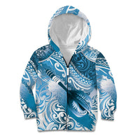 Personalised New Zealand Aotearoa Darts Masters Kid Hoodie Maori Art Tattoo with Tribal Dart Symbol Blue LT03 Zip Hoodie Blue - Polynesian Pride
