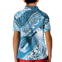 Personalised New Zealand Aotearoa Darts Masters Kid Polo Shirt Maori Art Tattoo with Tribal Dart Symbol Blue LT03 - Polynesian Pride