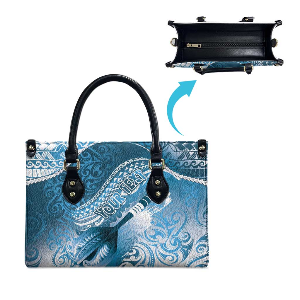 Personalised New Zealand Aotearoa Darts Masters Leather Bag Maori Art Tattoo with Tribal Dart Symbol Blue - Polynesian Pride