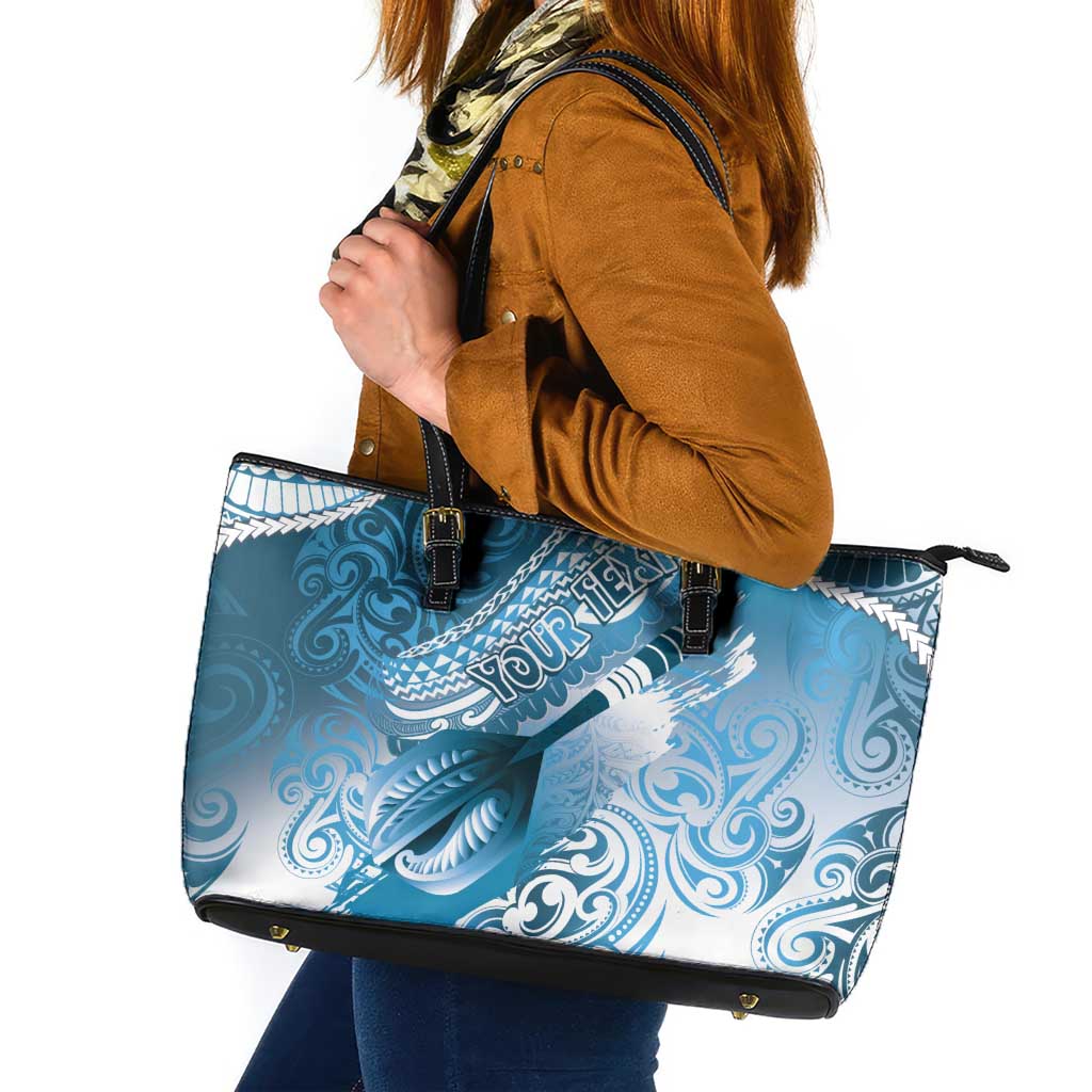 Personalised New Zealand Aotearoa Darts Masters Leather Tote Bag Maori Art Tattoo with Tribal Dart Symbol Blue LT03 Blue - Polynesian Pride