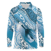 Personalised New Zealand Aotearoa Darts Masters Long Sleeve Polo Shirt Maori Art Tattoo with Tribal Dart Symbol Blue LT03 Blue - Polynesian Pride