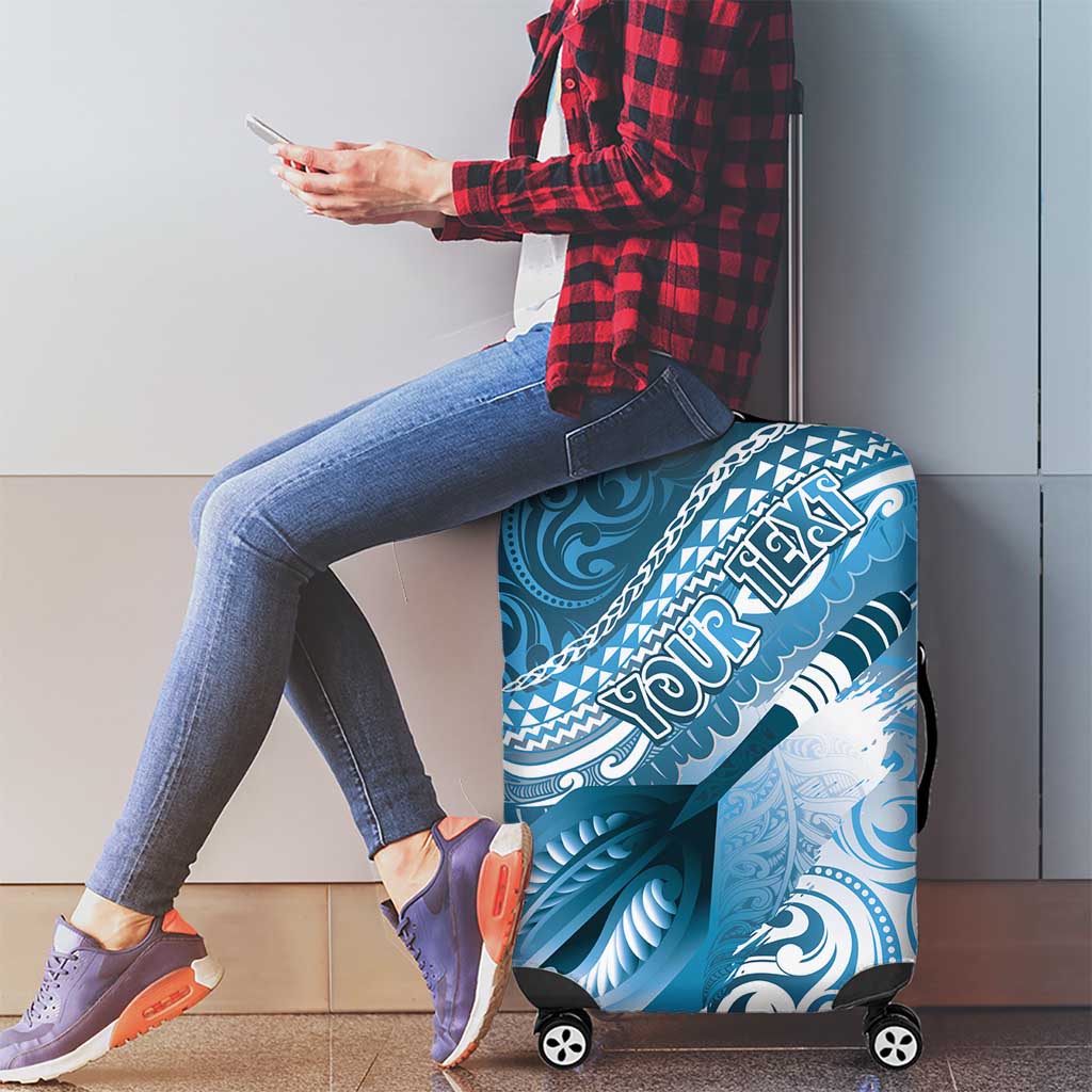 Personalised New Zealand Aotearoa Darts Masters Luggage Cover Maori Art Tattoo with Tribal Dart Symbol Blue LT03 - Polynesian Pride