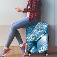 Personalised New Zealand Aotearoa Darts Masters Luggage Cover Maori Art Tattoo with Tribal Dart Symbol Blue LT03 - Polynesian Pride