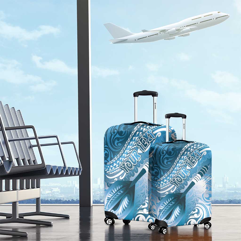 Personalised New Zealand Aotearoa Darts Masters Luggage Cover Maori Art Tattoo with Tribal Dart Symbol Blue LT03 - Polynesian Pride
