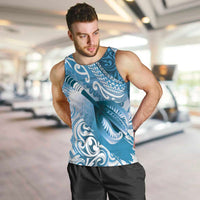 Personalised New Zealand Aotearoa Darts Masters Men Tank Top Maori Art Tattoo with Tribal Dart Symbol Blue LT03 Blue - Polynesian Pride