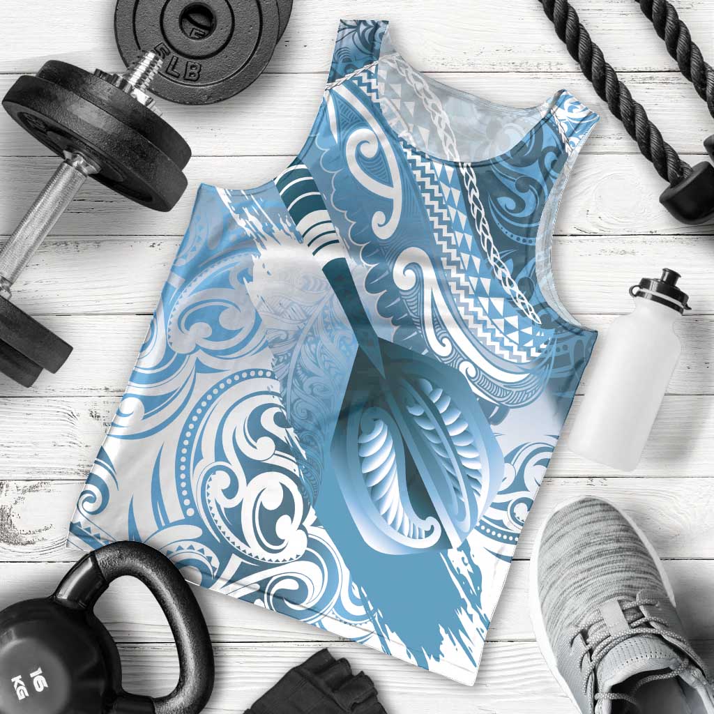 Personalised New Zealand Aotearoa Darts Masters Men Tank Top Maori Art Tattoo with Tribal Dart Symbol Blue LT03 - Polynesian Pride